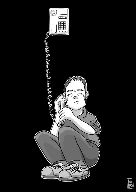 cartoon image of a boy talking on the phone