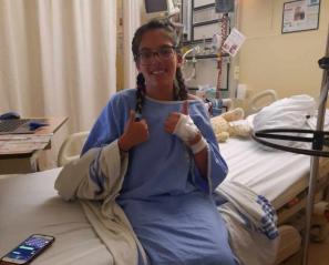 Tahlia getting ready for surgery. 