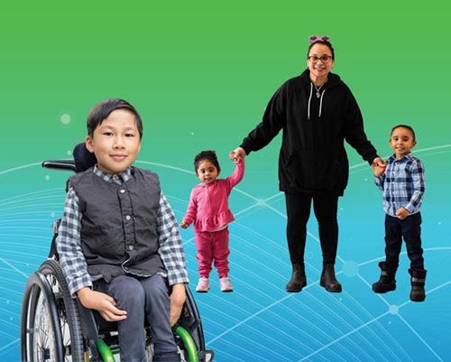 A mixed of photos together with a green background