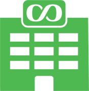 An icon of a green building with Holland Bloorview logo on the top