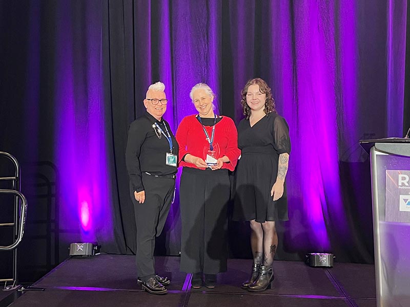 Carolyn McDougall receives her award at a gala dinner on Nov. 4 during ODEN’s annual Rethinking Disability Conference