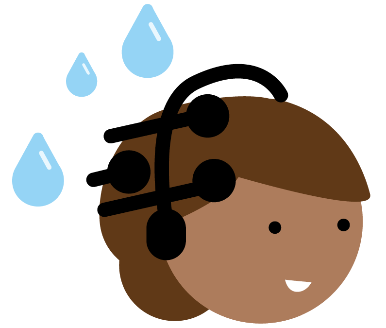 Illustration of a person with headset on, while it's raining