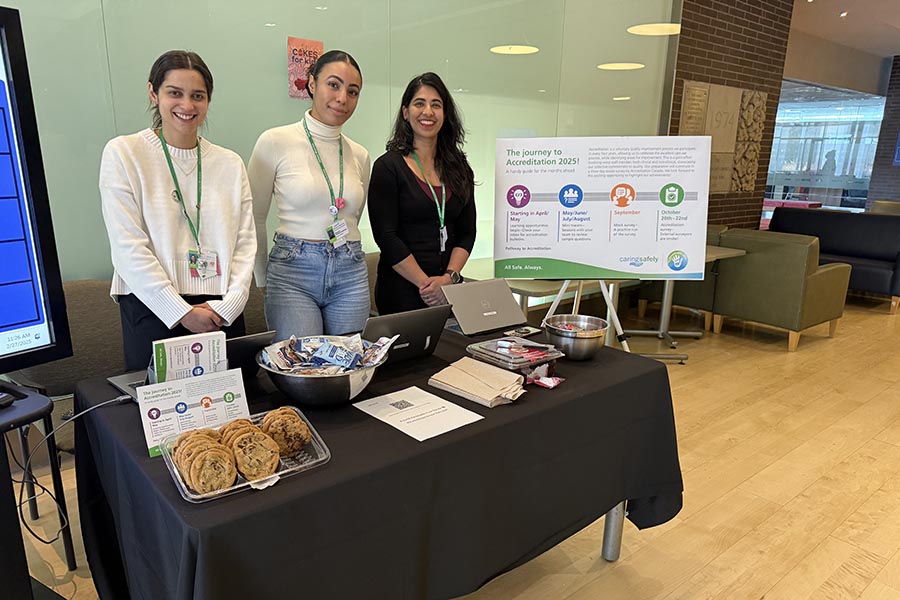 Shiv (Right) with Accreditation project managers Cynthia Campos (left) and Keiosha Pavlides-Anderson (centre)