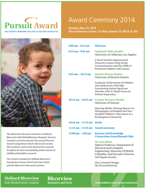 Pursuit Award 2014 award ceremony program