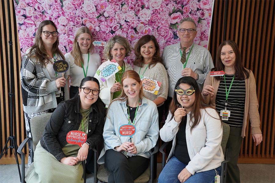 Members of the nursing team gather to celebrate Nursing Week. The event recognizes the contributions and impact of nurses across the organization.