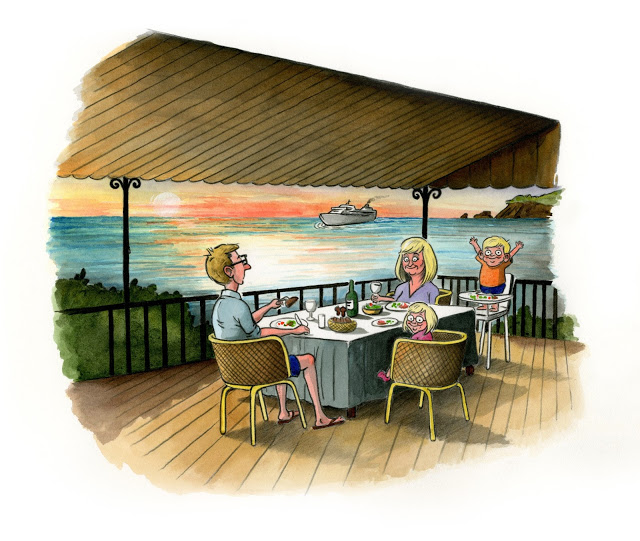 Illustration of a family at mealtime
