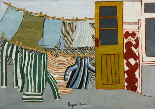 Painting of clothes drying on a clothesline