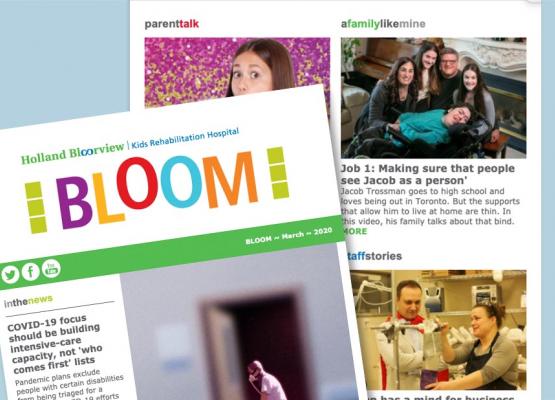Collage of news stories from BLOOM
