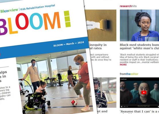 Collage of newsletter articles and images