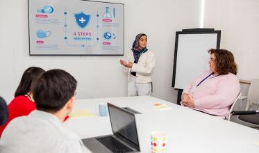 A group of people in a training class