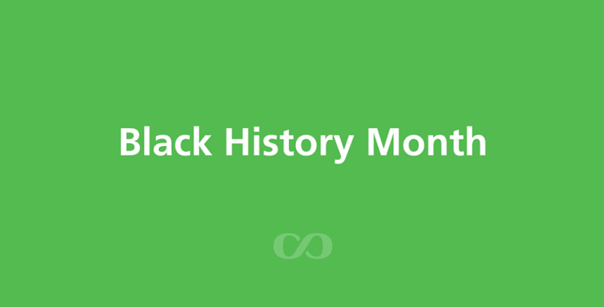 The words "Black History Month" in green background