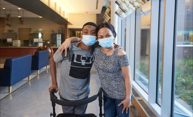 client and family member wearing masks
