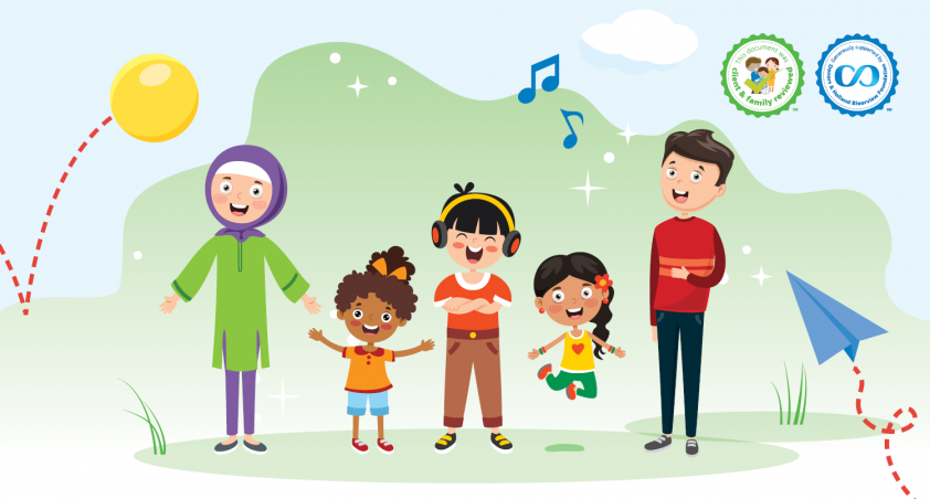illustrated siblings and clients together