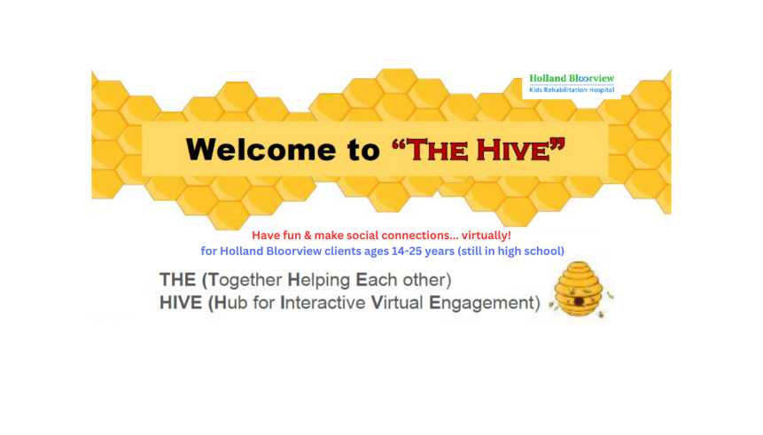 THE HIVE program yellow honeycomb banner