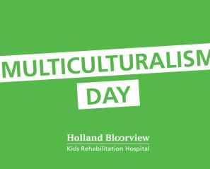 Multiculturalism Day written on a green backdrop