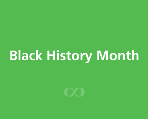 the words "Black History Month" in green background