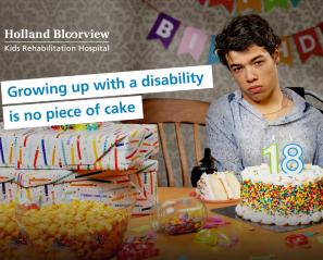 Growing up with a disability is no piece of cake advertisement