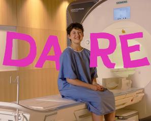 A teenager is ready to have the MRI test