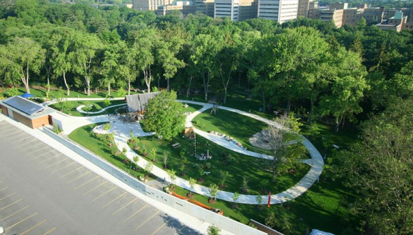 Birds-eye view of our summer spiral garden camp