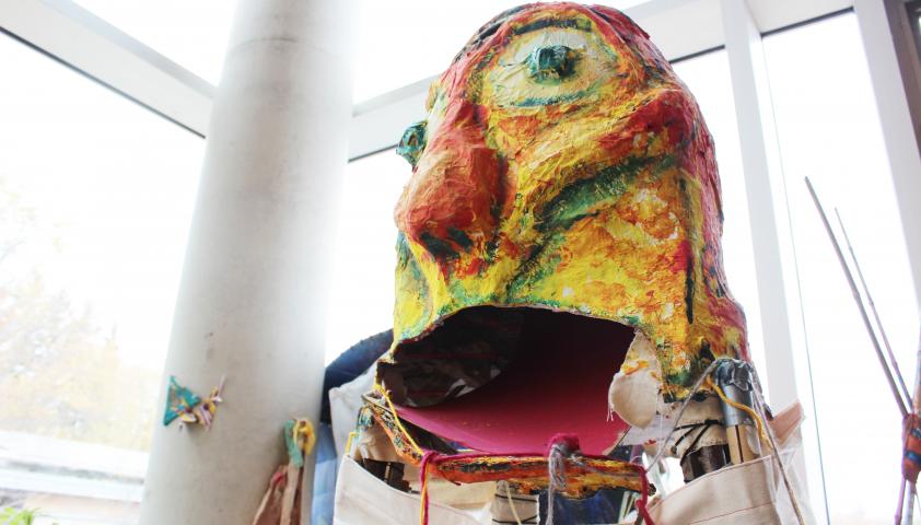 Close-up of the giant puppet. 