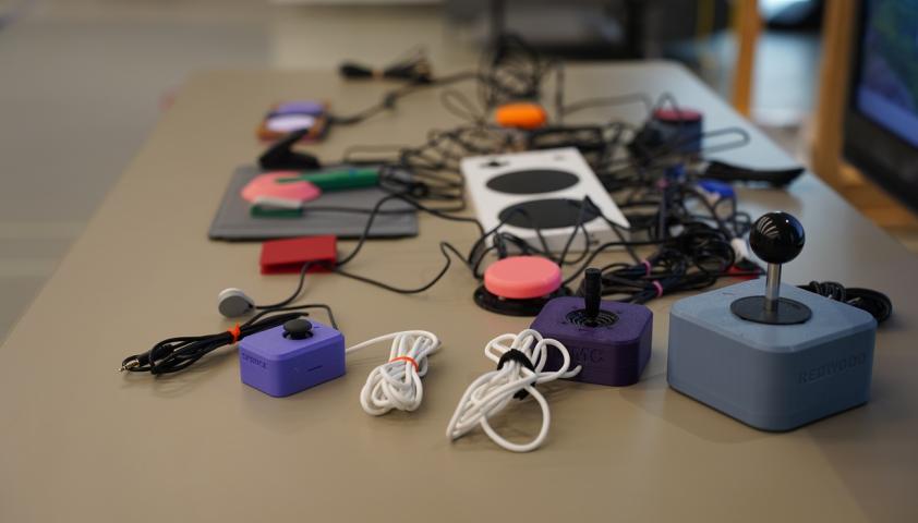 close up shot of adaptive gaming devices
