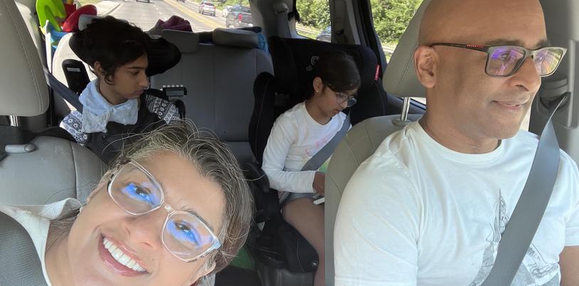 family in car