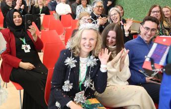 Outgoing president and CEO Julia Hanigsberg at her retirement event