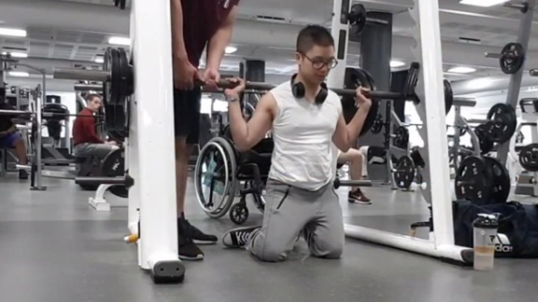 Jesse doing modified squats. 