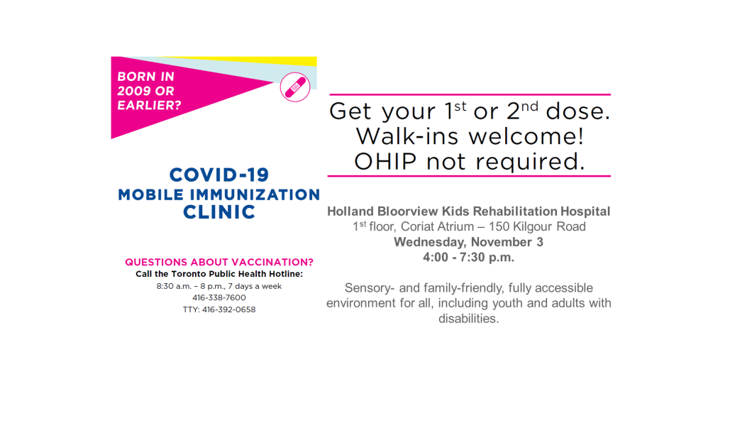 Holland Bloorview vaccination clinic poster