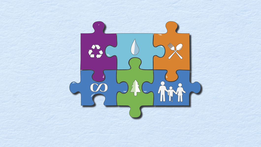 Puzzle pieces of some icons