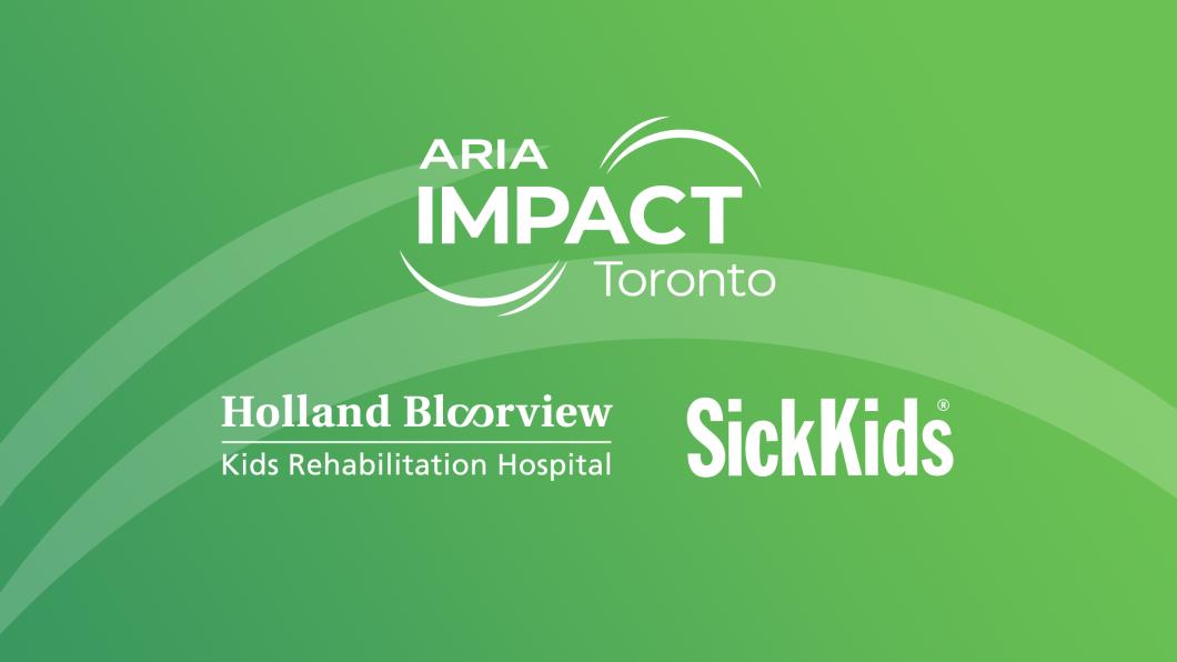 logos of Holland Bloorview, SickKids and ARIA against a green and white background