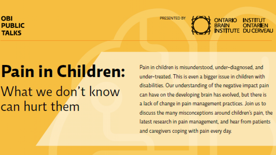 Pain in Children: What we don’t know can hurt them (public talk April 23)