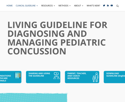 Website for living guideline for diagnosing and managing pediatric concussion