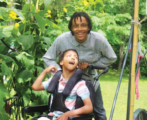 Nathaniel and Malakhai in spiral garden