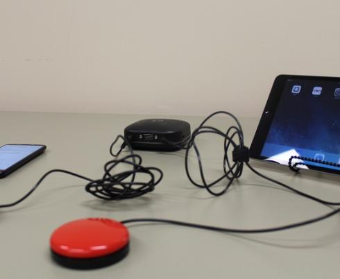 Image of Tecla-e device developed by Komodo OpenLab that can connect up to eight different devices such as a smartphone, computer tablet or lamp