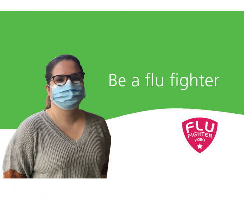 Kaley wearing a mask