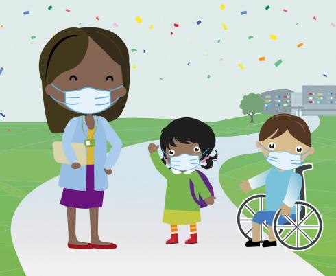 clients and staff wearing a mask