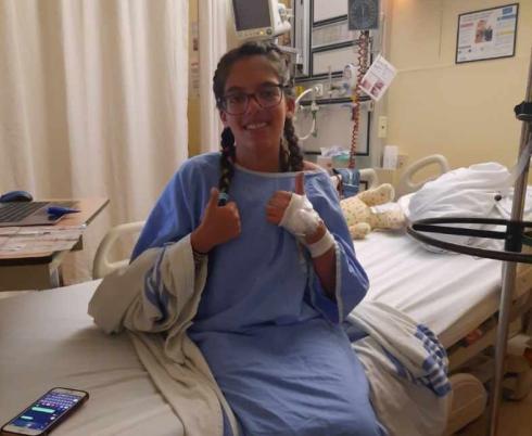 Tahlia getting ready for surgery. 