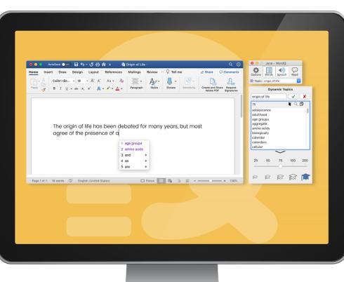 Image of WordQ software in use. Image supplied by Quillsoft