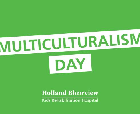 Multiculturalism Day written on a green backdrop