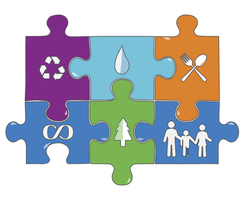 An illustration of some colour puzzle pieces