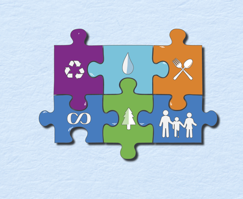 Puzzle pieces of some icons