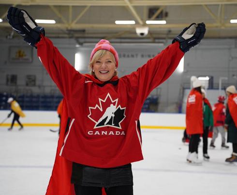 Barb Underhill opened up her arms in a skating setting