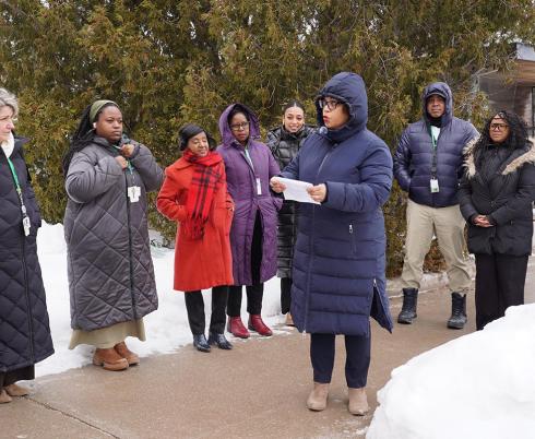 A group of people in an outdoor setting