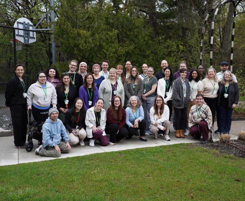 A large group of people in an outdoor setting