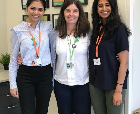 From L to R: Sana Momin, student at Holland Bloorview's concussion centre's On TRACK program; Dr. Anne Hunt; and Anita Mohan, student at the On TRACK program