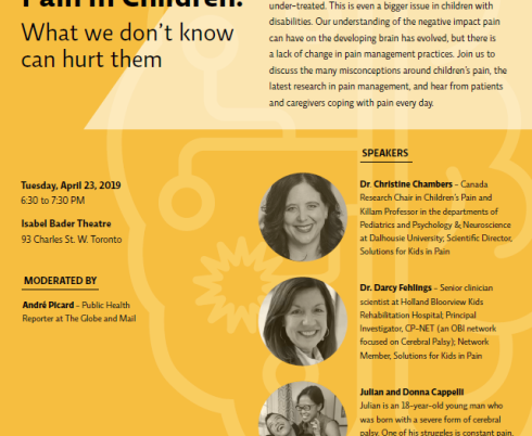 Pain in Children: What we don’t know can hurt them (public talk April 23)
